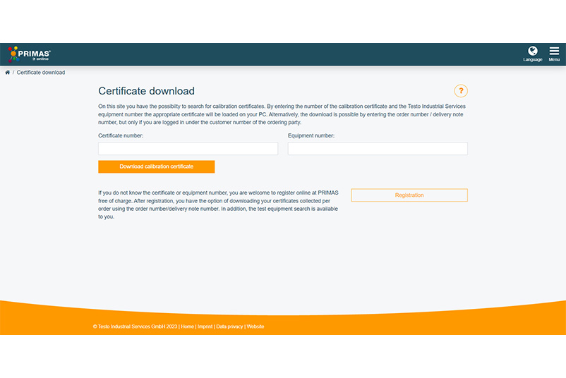 Second step for the paperless certificate download