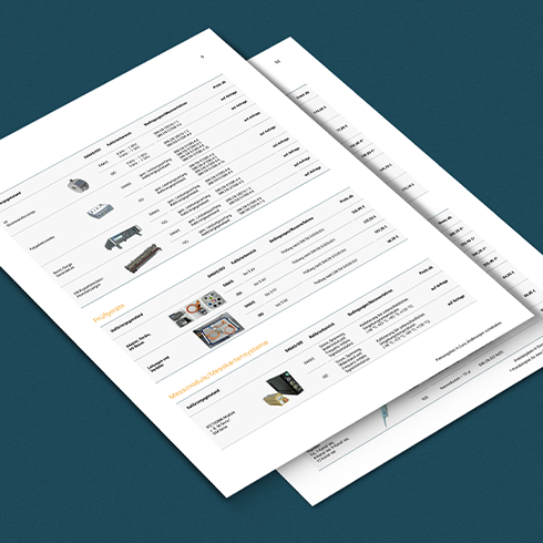 Auszug aus der Preisliste von Testo Industrial Services