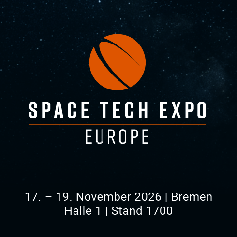 Keyvisual der Space Tech Expo Europe 2026. Informationen sind wie folgt: 17. bis 19. November 2026 in Bremen. Halle 1 Stand 1700
